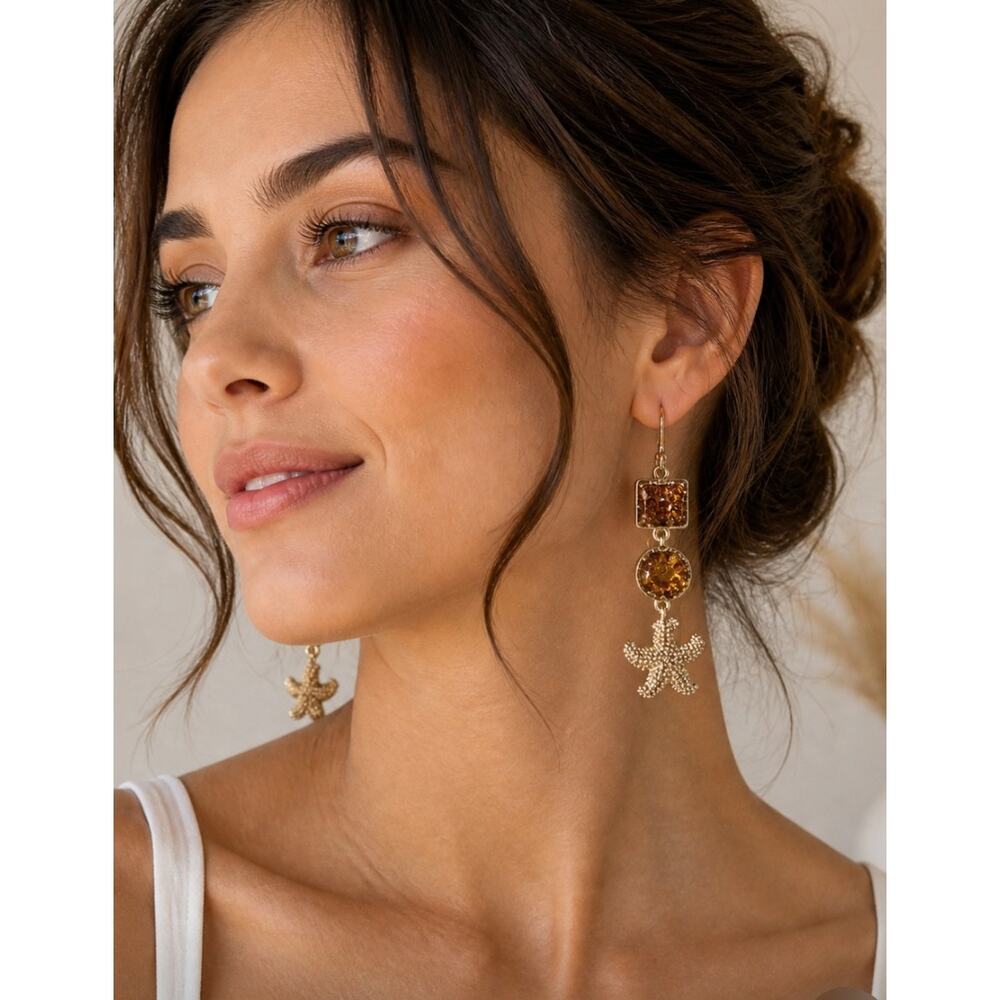 Mirabella Gold Starfish Earrings New